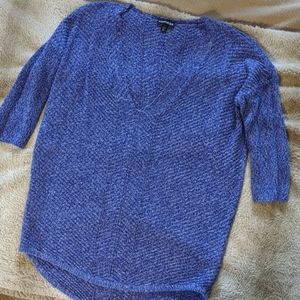 Blue Oversized V-Neck Express Sweater